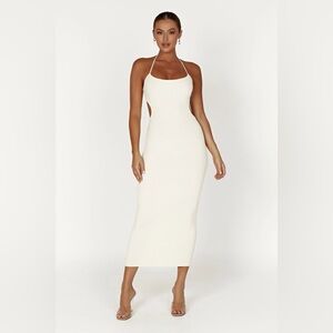Morgan Halter Knit Midi Dress - cream